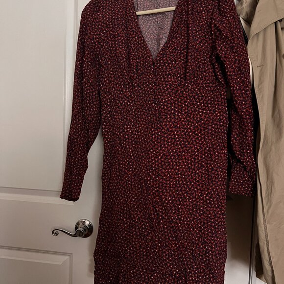 Mango floral print viscose midi dress. Long sleeved. Red and purple floral sz 8 - Picture 6 of 6
